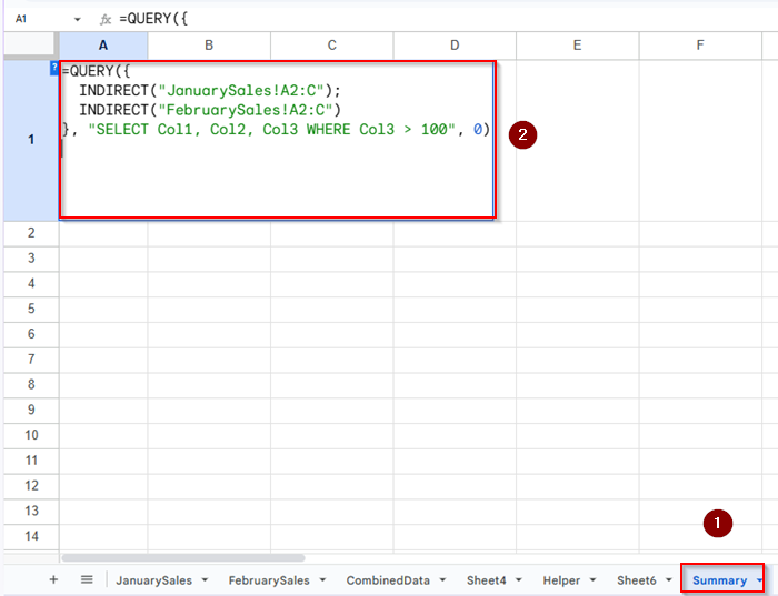 Using INDIRECT Function for Dynamic Sheet References in Google Sheets