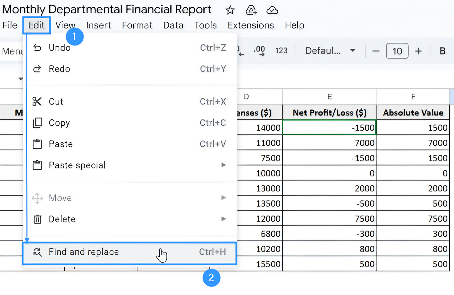 Using Find and Replace Tool