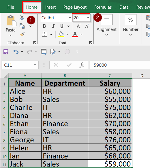 Use Larger Fonts and Cell Sizes