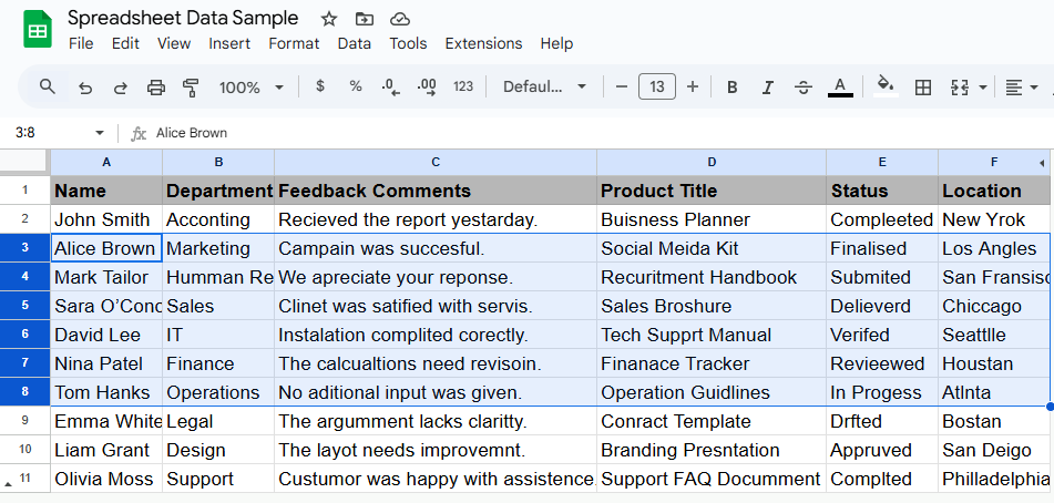 Opening Spell Check Through the Menu Navigation