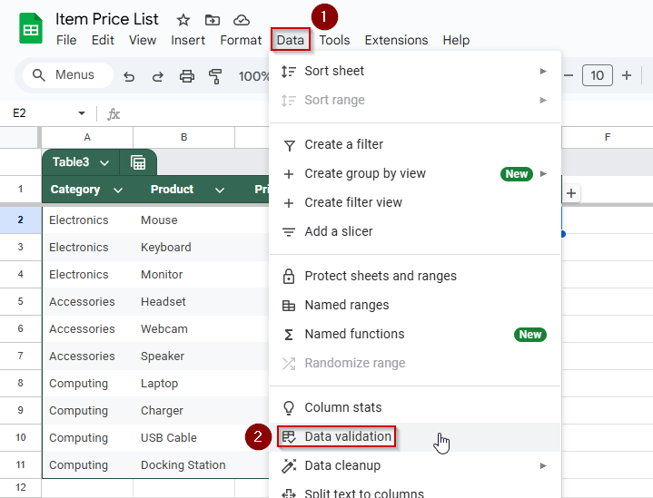 Setting Up a Dependent Drop-Down With VLOOKUP