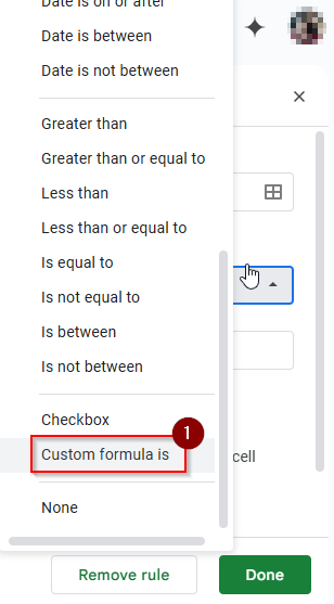 choosing custom formula in data validation range D2:D8