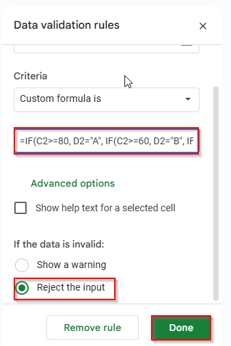 typing custom formula