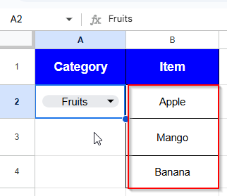 result based on the selection