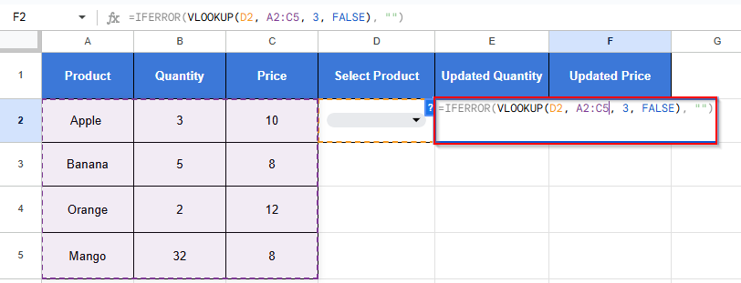 writing formula in F2