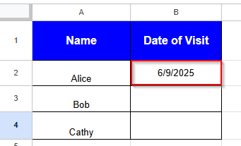 selected date from calendar