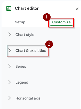 customize >chart and axis title