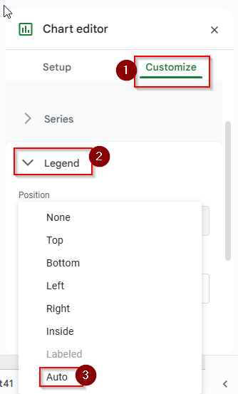click customize and then legend