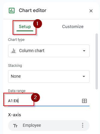 select the new data in the data range