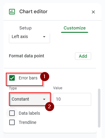 tick mark on error bars and customize the bars