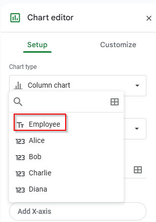 choose employee option
