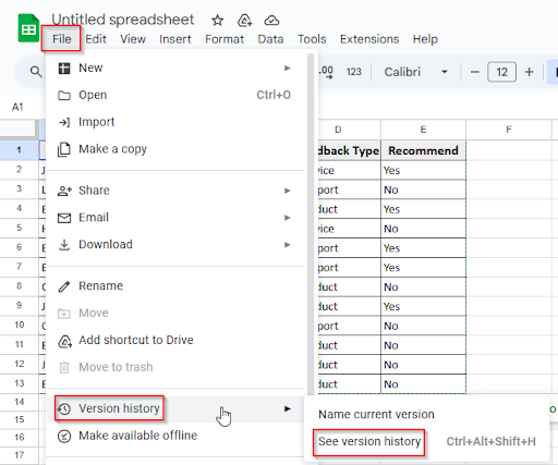 after getting edit access, you can see the version history option