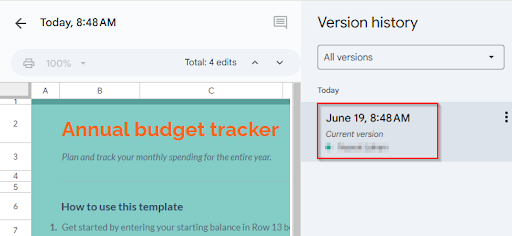 current version of the sheet