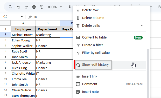 see " show edit history " option