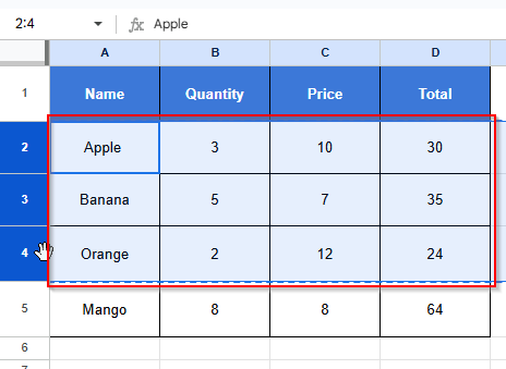 Copying multiple rows