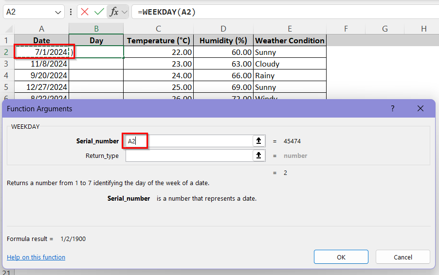 select the serial number box