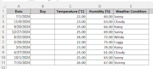 creating day column in column B
