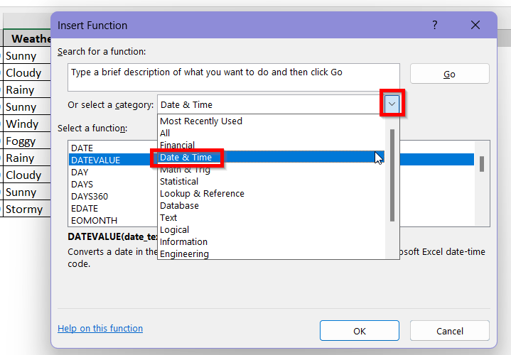 selecting date and time option