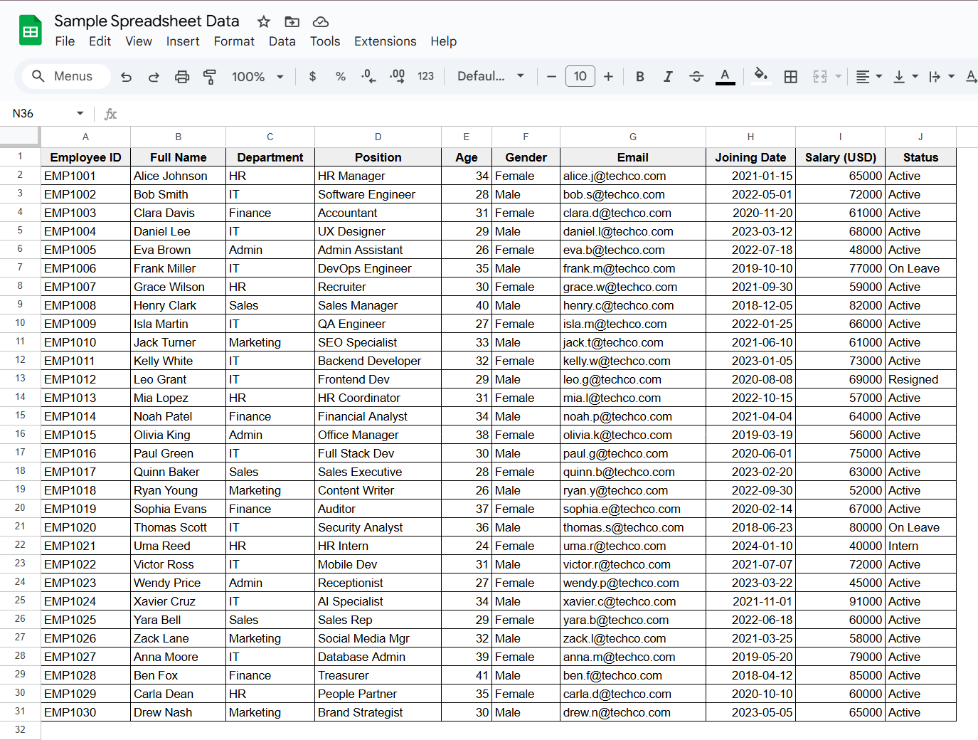 How to print in Google sheets full dataset
