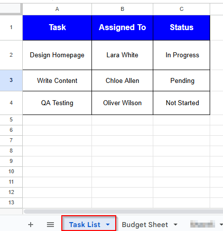 task list dataset for view and hide from others method