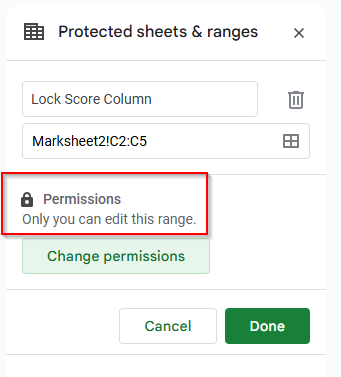 result of protecting column