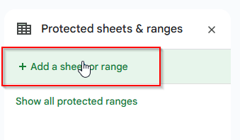 clicking add a sheet range option in the protect formula method