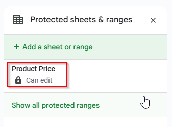 List of protecting sheet and ranges