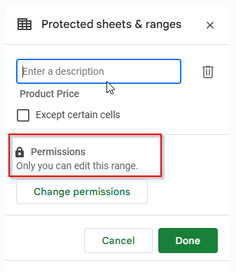 result of the lock sheet with password 