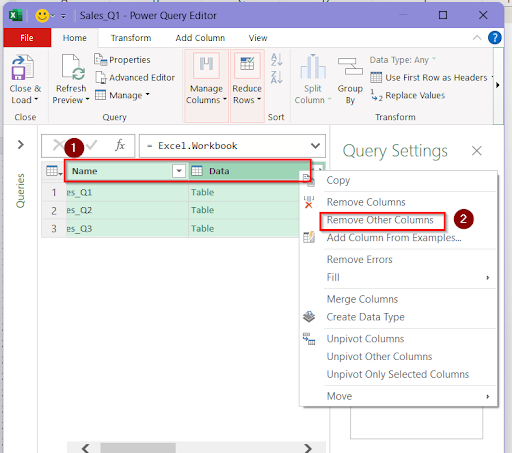 choose remove other columns option