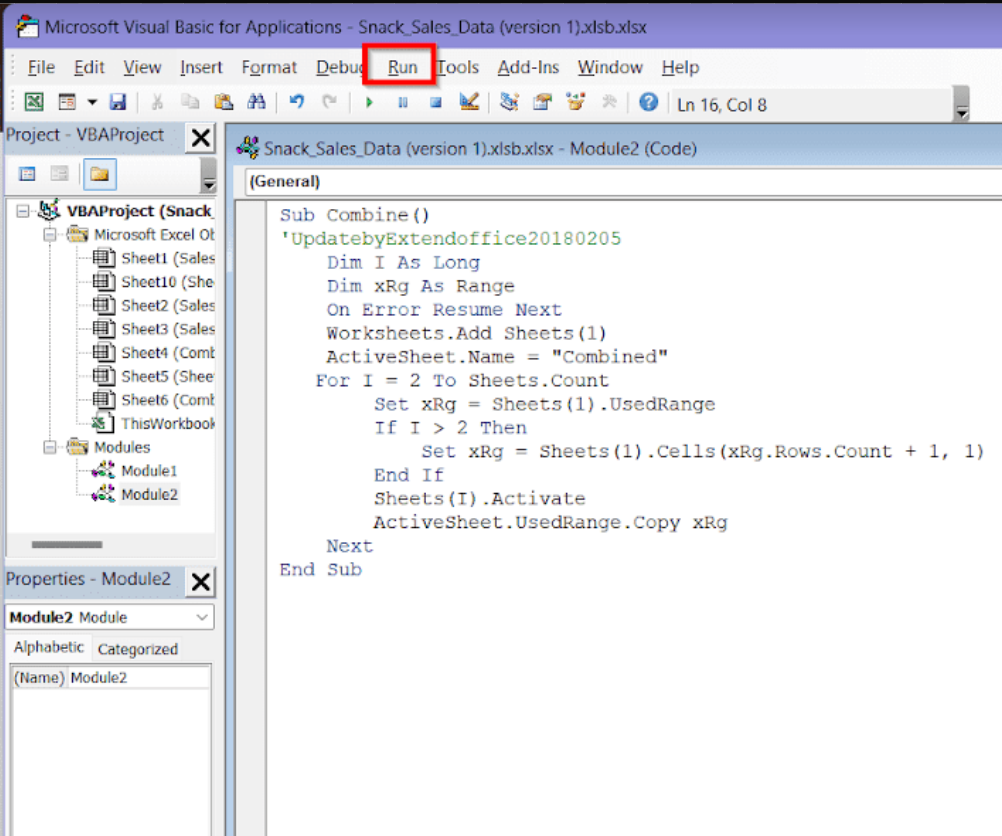 running code