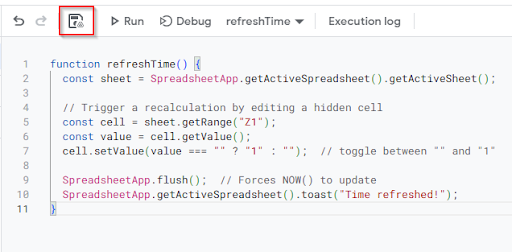 save button to save code