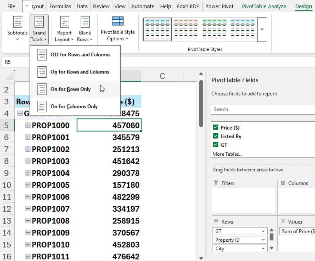 How to Show Grand Total at Top in Excel Pivot Table - Excel Insider
