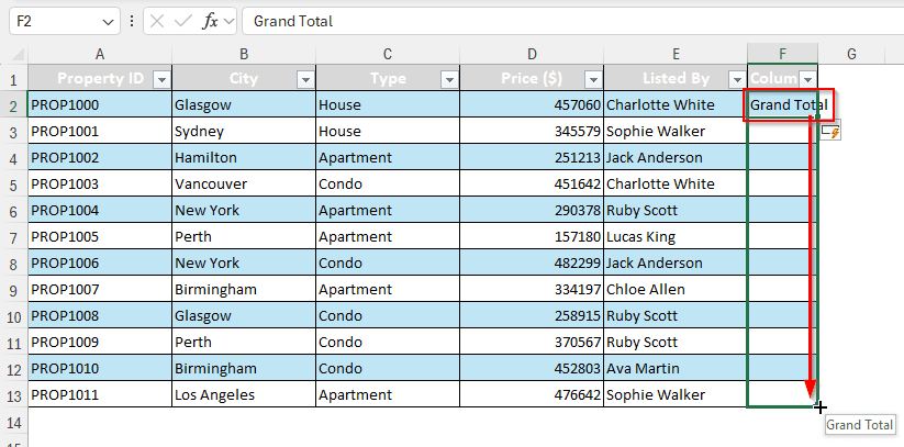 Showing Grand Total at the Top of the Pivot Table by Modifying Source