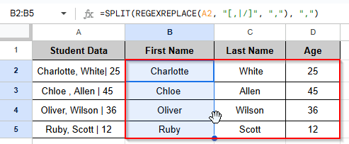 dragging down formula 