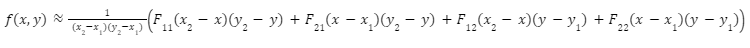 bilinear interpolation excel formula
