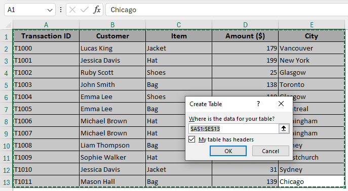Creating a Table to Add New Data Automatically