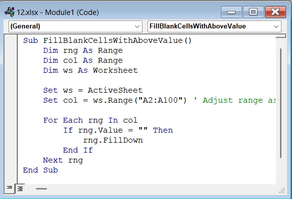 Implementing VBA Macro