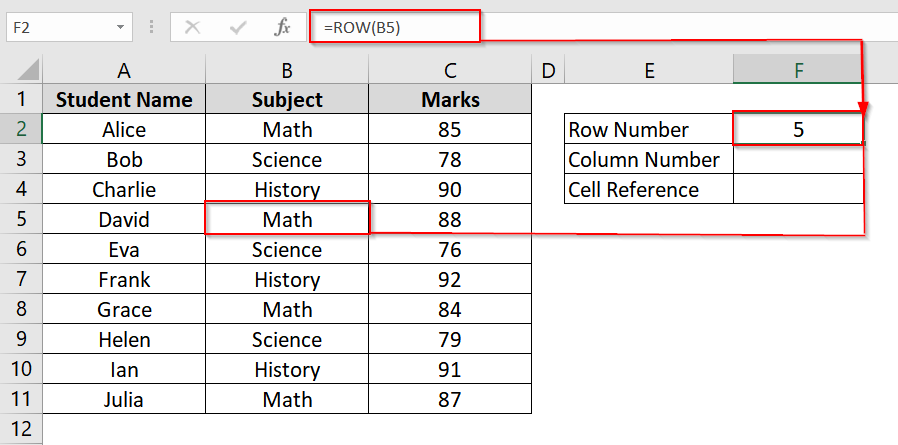 Extract Row and Column Numbers Based on a Cell Value