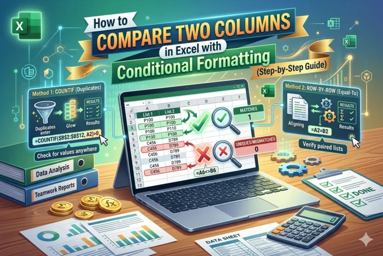 featured image - conditional formatting compare two columns in excel