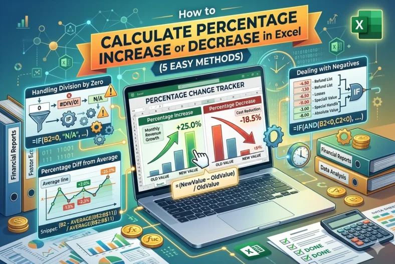 featured image - how to calculate percentage increase or decrease in excel