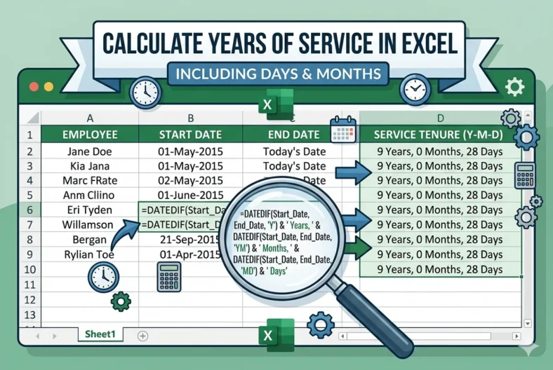 featured image - how to calculate years of service in excel
