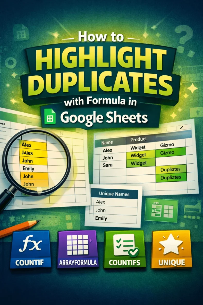 featured image - how to highlight duplicates with formula in google sheets