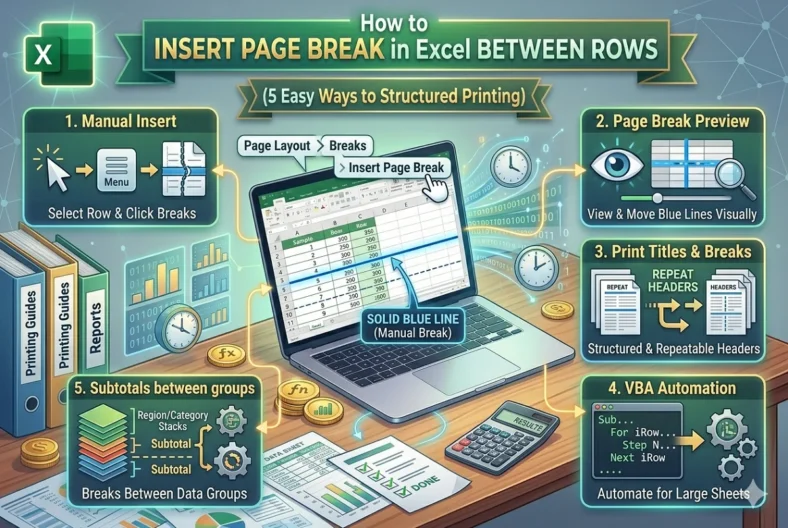 featured image - how to insert page break in excel between rows