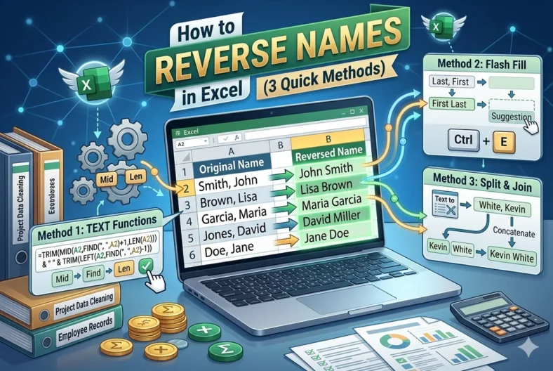 featured image - how to reverse names in excel