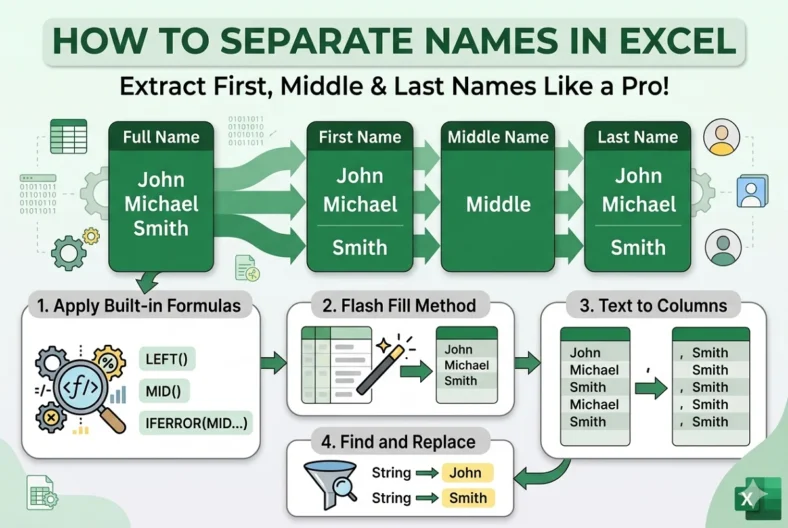 featured image - separate first middle last name using excel formula