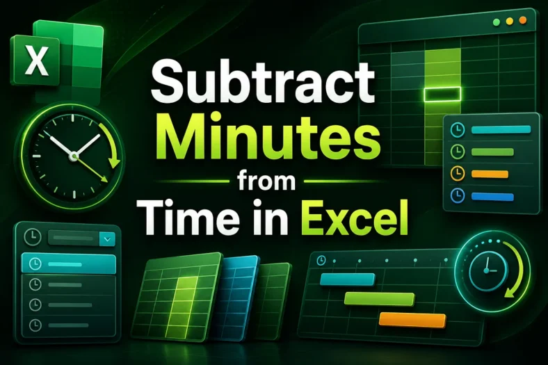featured image - subtract minutes from time in excel
