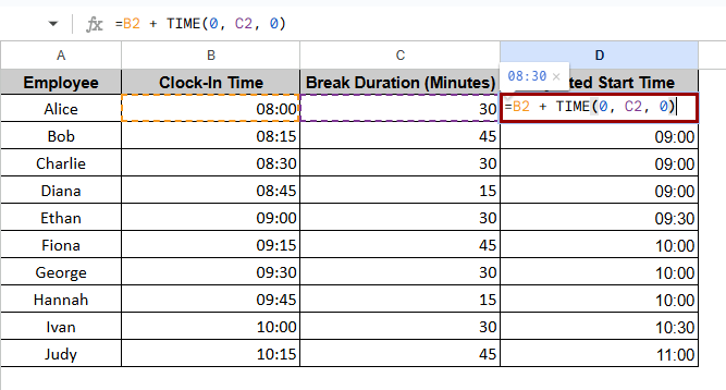 Adding Variable Minutes from Another Column