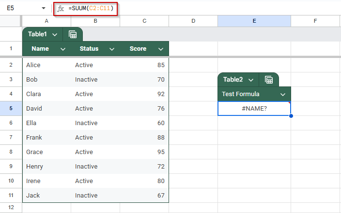 Resolve the #NAME? Error by Checking Formula Names and Strings
