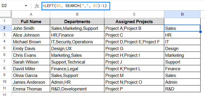 Combining LEFT and SEARCH Functions for Fixed Patterns