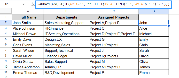 Inserting ARRAYFORMULA for Multiple Cells